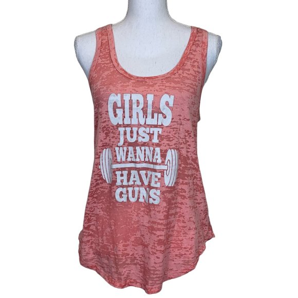 Womens Graphic Tank Tops Rise & Wine & Girls Just Wanna Have Guns Size Large - Picture 2 of 16